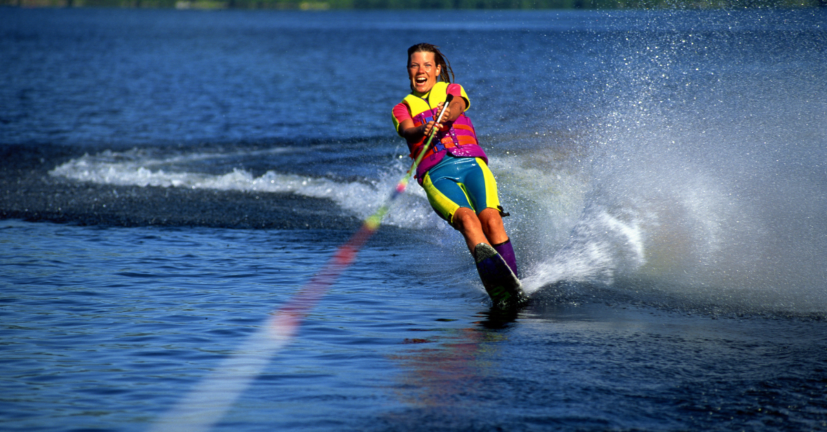 Photo of a person waterskiing